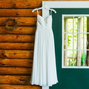 David's Bridal Chiffon A-line Wedding Dress Size 0